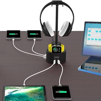 Headphone Stand with 5 USB Charger