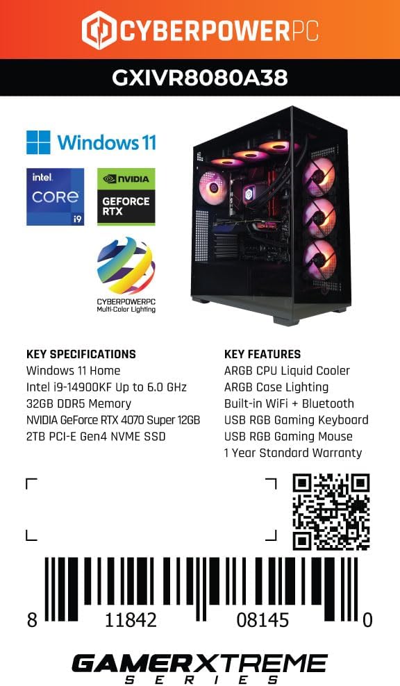 CyberPowerPC Gamer Xtreme VR Gaming PC, Intel Core i9-14900KF 3.2GHz, GeForce RTX 4070 Super 12GB, 32GB DDR5, 2TB PCIe Gen4 SSD, WiFi Ready & Windows 11 Home (GXiVR8080A38) - Image 7