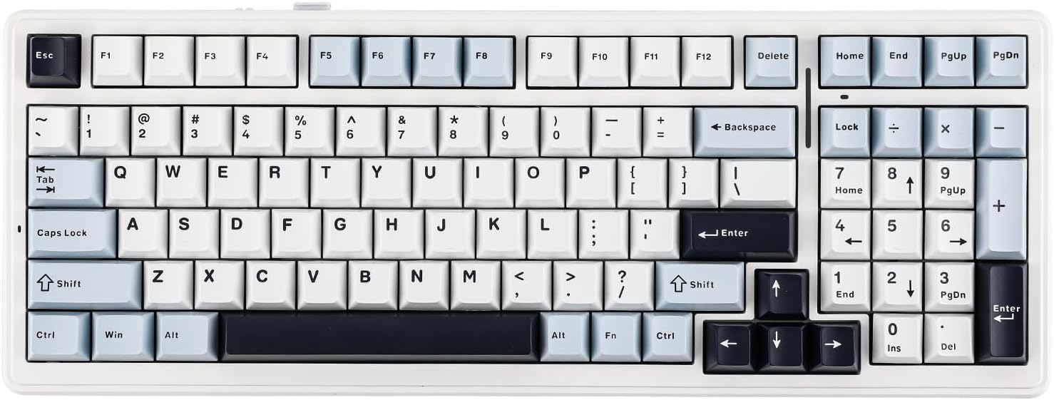EPOMAKER x Aula F99 Wireless Mechanical Keyboard, Hot Swappable Gasket Custom Gaming Keyboard with Five-Layer Padding, Bluetooth/2.4GHz/USB-C, 8000mAh Battery (White Blue, Reaper Switch)