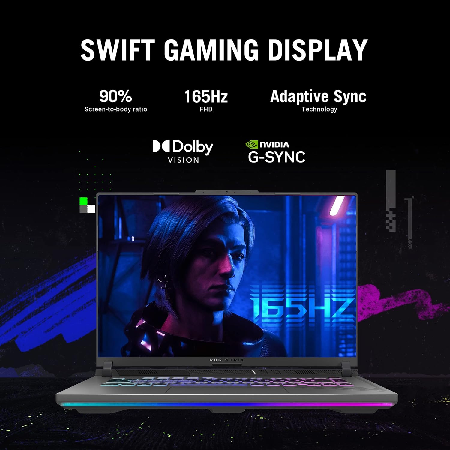 ASUS ROG Strix G16 Gaming Laptop, 165Hz Display, NVIDIA® GeForce RTX™ 4060, Intel Core i7-13650HX, 16GB DDR5, 1TB PCIe Gen4 SSD, Wi-Fi 6E, Windows 11, G614JV-AS74 - Image 4